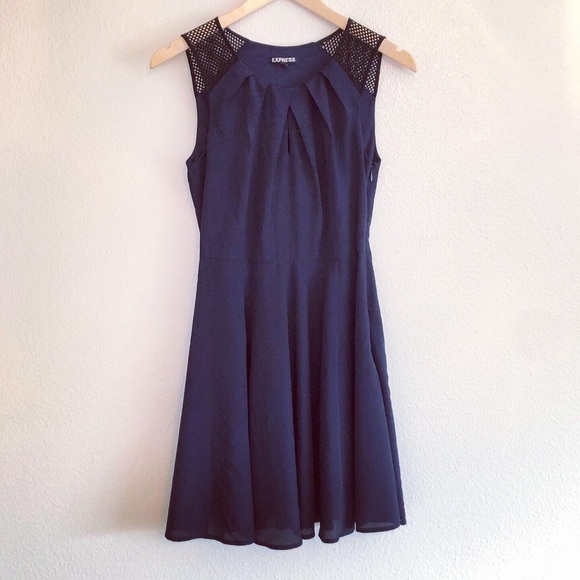 Blue Express Dress With Keyhole And Mesh - Picture 1 of 6